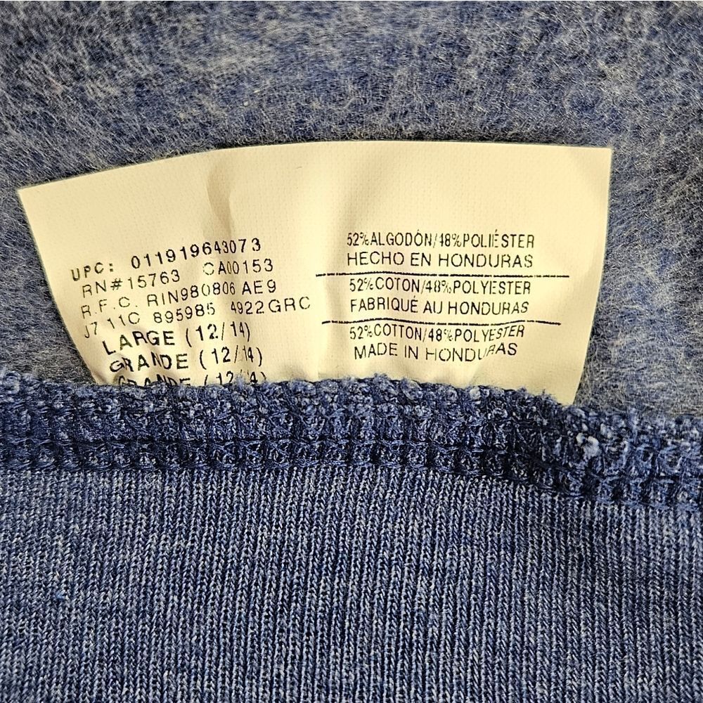 Hanes Soft Sweats Heathered Blue Long Sleeve Crew Neck Sweatshirt Size L - Picture 7 of 8